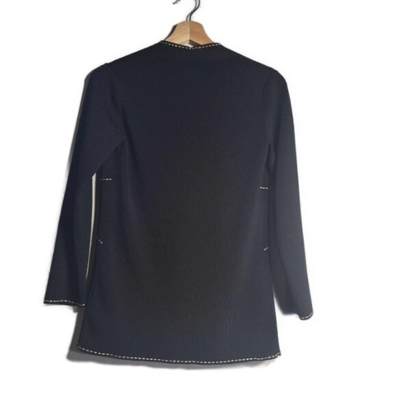 BCBGMAXAZRIA Embroidered Cardigan in Black and White Size Small - Picture 5 of 8